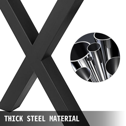 VEVOR Table Legs Metal Table Frame 720x760 mm 28.3 x 29.9 inches Stainless Steel Table Feet Black Easy Assembly Table Legs Metal Black