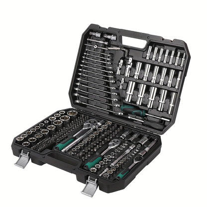 216pcs Heavy-Duty Mechanic Tool Set with Sockets, Wrenches & -Resistant Case - Professional Automotive Repair Kit, Metric/Imperial-Compatible (No Power Tools) - All-in-One Tool Combination Set for DIY, Home, & Workshop, Tool