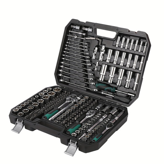 216pcs Heavy-Duty Mechanic Tool Set with Sockets, Wrenches & -Resistant Case - Professional Automotive Repair Kit, Metric/Imperial-Compatible (No Power Tools) - All-in-One Tool Combination Set for DIY, Home, & Workshop, Tool