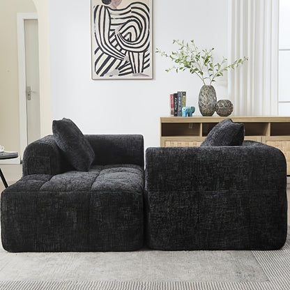 Modern Sectional Sofa, L-shaped Sofa, 3-seater Sofa, No Installation Required, Chenille Sofa With Chaise Longue And Armrests, 3 Cushions