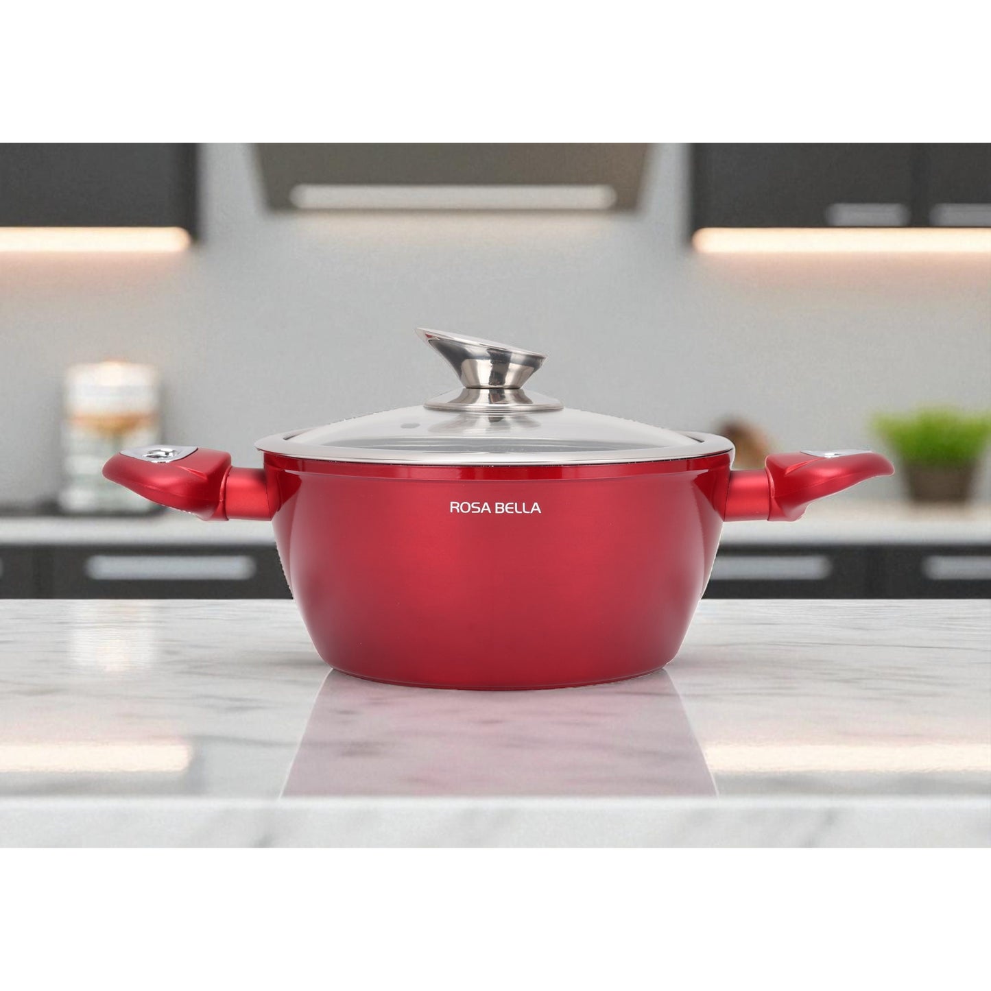 Koekenpannenset – Pannenset – Kookset – Inductie Pannen – Kookgerei – 8-delig – Non-stick Coating – Geschikt Voor Alle Fornuizen – Rood