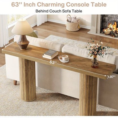 Console Tafel – Sofa Tafel – Haltafel – Smalle Tafel – Binnenkomsttafel – 160 cm Lang – Stevig Getinte Donkerbruine Afwerking