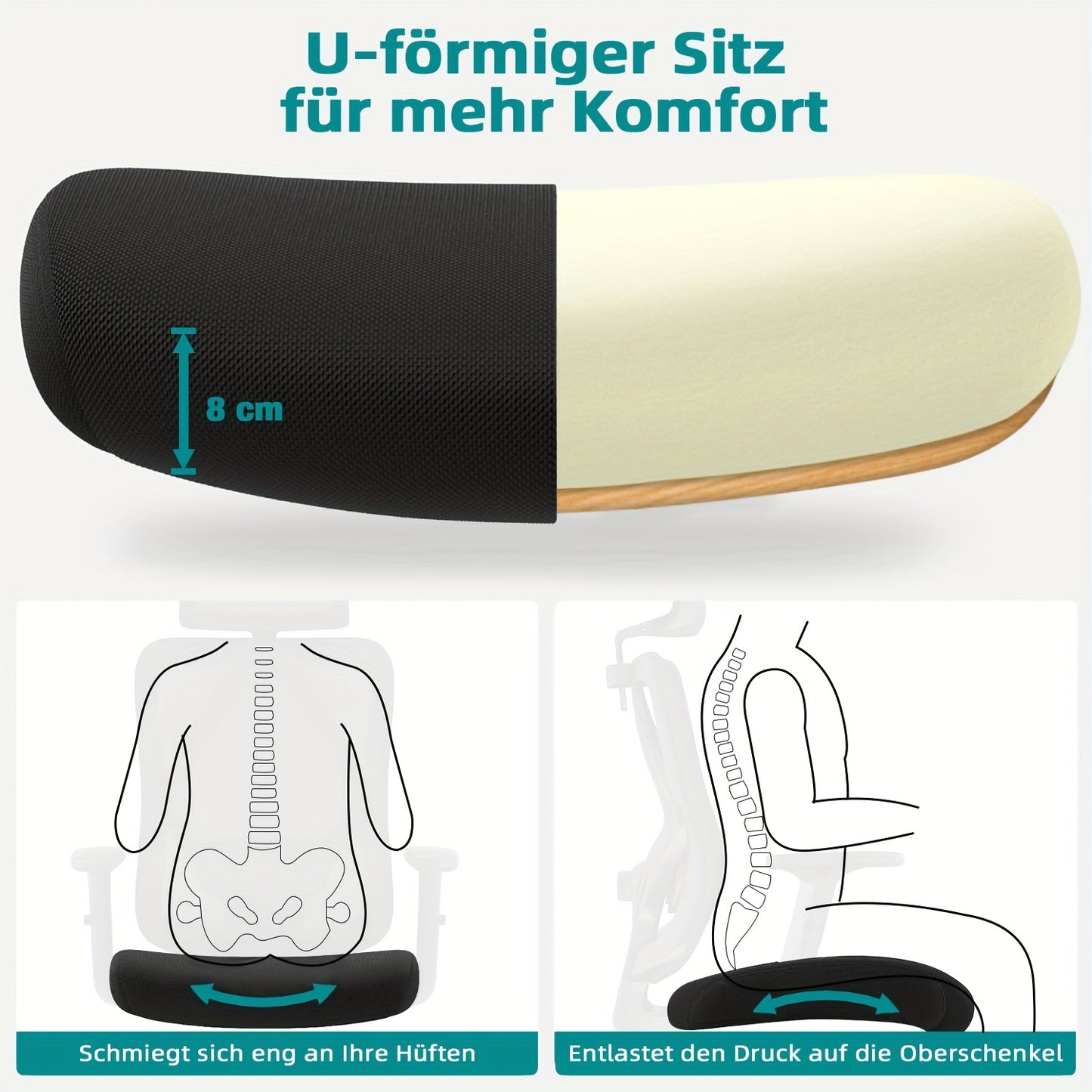 Ergonomische Bureaustoel – Bureaustoel Kantoorstoel Werkstoel Draaistoel – Variant A – Verstelbare Rugleuning 90-135° – 3D Lendensteun Met Memory Foam Zitting