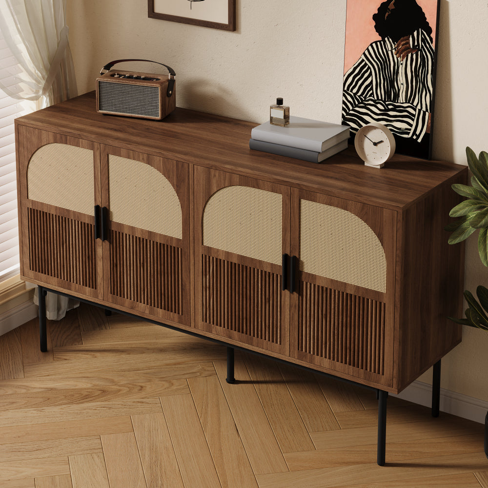 Dressoir – Sideboard – Buffetkast – Opbergkast – Wandkast – Minimalistisch Design – Duurzaam Niet-Houten Materiaal – 140 cm Breed – Eenvoudige Montage – Neutrale Kleur