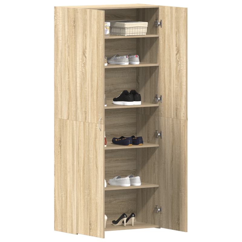 Schoenenkast – Schoenrek – Schoenopberger – Schoenenschrank – Schoenenmeubel – 14-18 Paar Schoenen – Modern Chêne Sonoma Hout – 80x35,5x180 cm