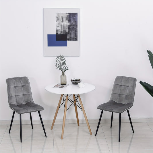 Eetkamerstoel – Kuipstoel – Stoel – Zitten – Meubel – Lichtgrijs – Ademend Linnen – Metalen Frame – Compact 59,5x56,5x81 cm – Set van 2