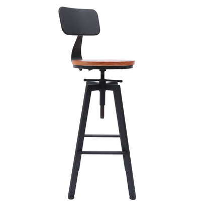 Barstoel – Barkruk – Barstoel Kruk – Barkrukken – Barstoelen – Verstelbare Zithoogte 64-84 cm – Industriële Metaal Houten Zitting