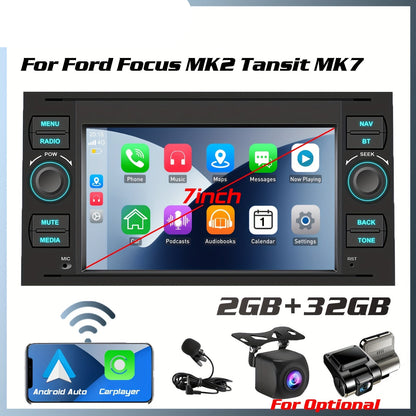 Autoradio – Multimedia Systeem – Navigatiesysteem – Dashboard Stereo – Android Auto – 7 Inch Touchscreen – Draadloze CarPlay & Dual Camera Ondersteuning – Met Camera & DVR Bundle
