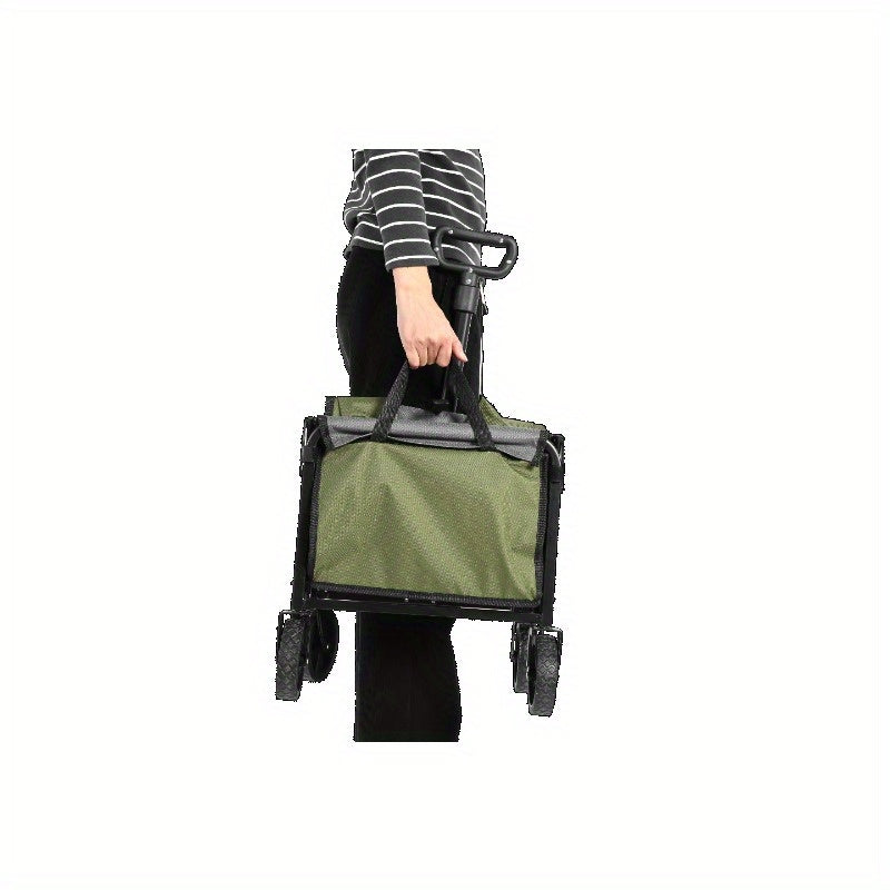 Opvouwbare Bolderkar – Vouwkar – Strandkar – Trolley – Transportkar – Stevig Zwart Frame – Groen Ademend Gaas