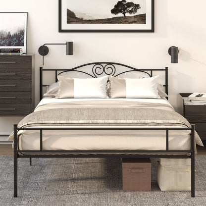 Metalen Bedframe – Stalen Bedframe – Metalen Ledikant – Metalen Slaapbed – Metalen Onderstel – Zwart – Stevige Constructie 300 kg Draagkracht – Afmeting 145x211x106 cm