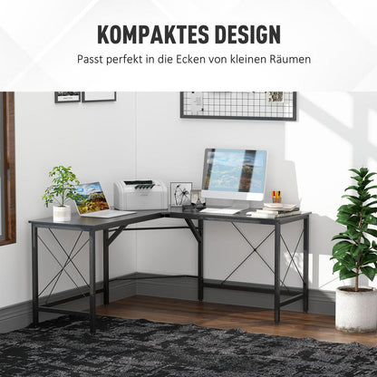 Modern L-Shaped Corner Computer Desk with Storage Shelf - Heavy-Duty MDF & Steel Construction, Space-Saving Home Office Desk with Spacious Work Surface, Black Finish, 150x150x76cm (59"x59") - Ideal for Dual Monitor Setup, Stu