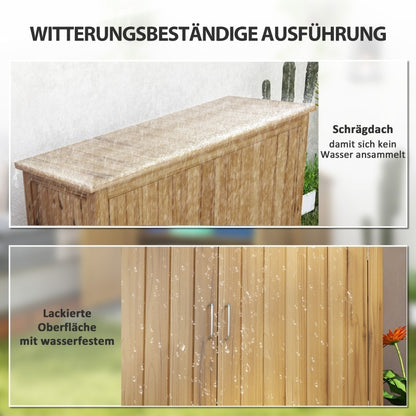 Buitenopslagkast – Tuinkast – Opbergkast Buiten – Tuinhuisje – Gereedschapskast – Weerbestendig Pent Dak – 110x50x85 cm Bruin