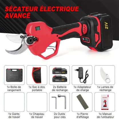 Elektrische Snoeischaar – Snoeischaar – Takkenknipper – Boomschaar – Tuinschaar – Draadloos – 1000W Brushless Motor – 2 Batterijen 1500mAh