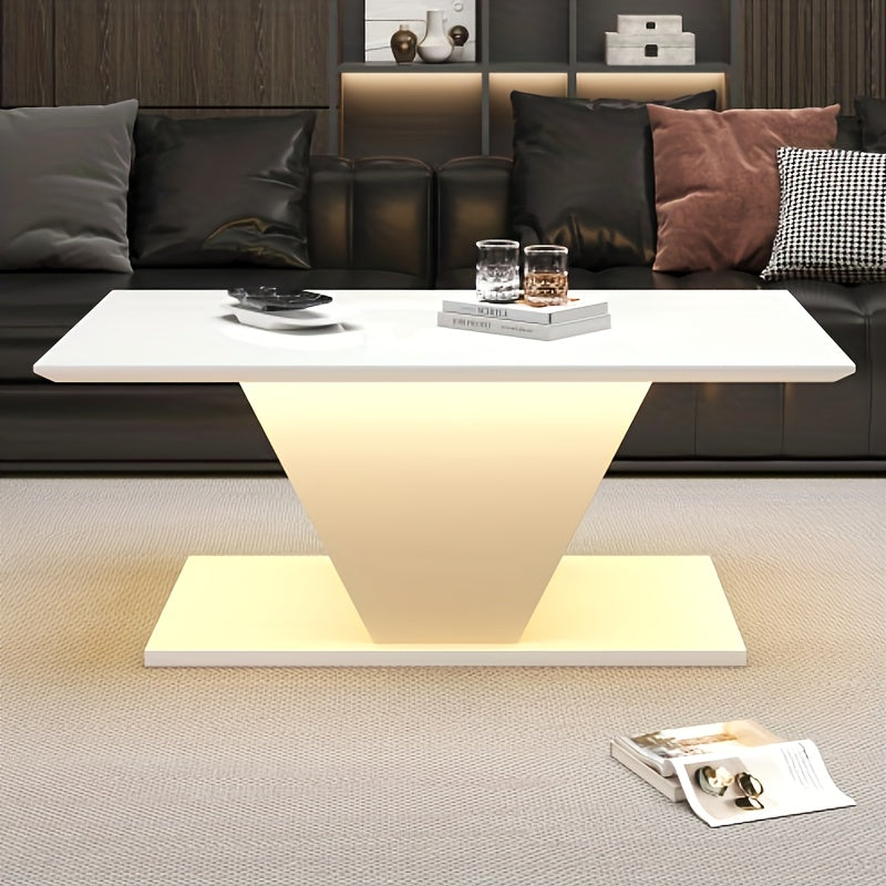 Salontafel – Koffietafel – Tafel – Bijzettafel – Witte Modern Hoogglans Salontafel – V-vormig Design – Ruimtebesparend – Onderhoudsvriendelijk