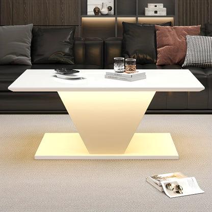 Salontafel – Koffietafel – Tafel – Bijzettafel – Witte Modern Hoogglans Salontafel – V-vormig Design – Ruimtebesparend – Onderhoudsvriendelijk