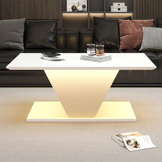 Salontafel – Koffietafel – Tafel – Bijzettafel – Witte Modern Hoogglans Salontafel – V-vormig Design – Ruimtebesparend – Onderhoudsvriendelijk