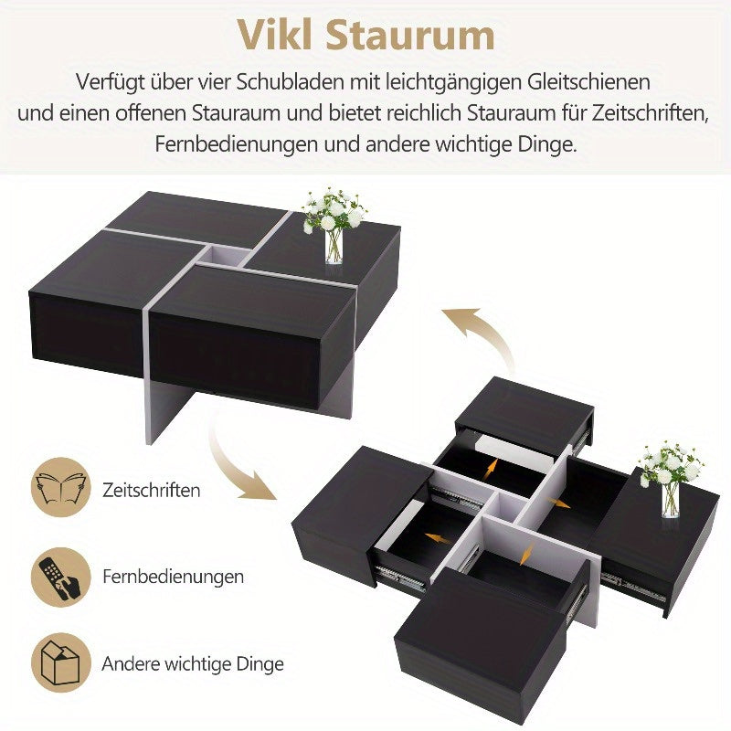 Koffietafel – Salontafel – Tafel – Bijzettafel – Centertafel – Hoogglans Afwerking – Metalen Constructie 70x70x35cm