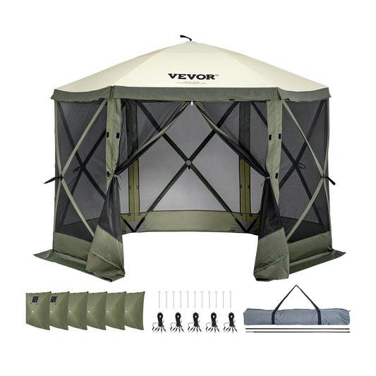 Partytent – Pop-up Tent – Paviljoen – Feesttent – Tuinentent – 3x3 Meter – UV-bescherming & Insectenwerend – Met Afneembare Zijwanden & Mesh Ramen – Army Green