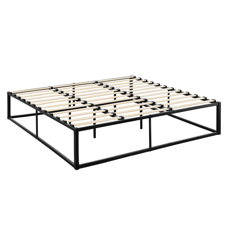 Bedframe – Metalen Bed – Bedframe Met Lattenbodem – Stabiel Bed – Tweepersoonsbed – Zwart – Stevig Gecoat Staal – Onderhoudsvriendelijk