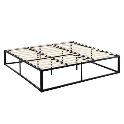 Bedframe – Metalen Bed – Bedframe Met Lattenbodem – Stabiel Bed – Tweepersoonsbed – Zwart – Stevig Gecoat Staal – Onderhoudsvriendelijk