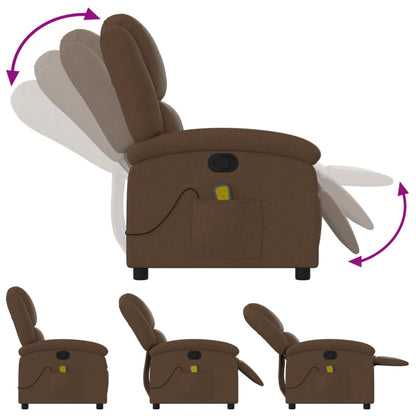 Verstelbare massagestoel – Relaxstoel – Fauteuil – Massagefauteuil – Lounge stoel – Bruin ademend textiel – 6-punts vibratiemassage