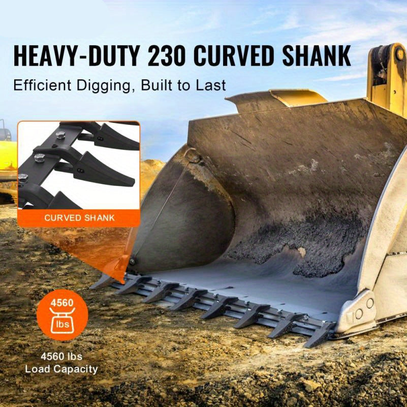 Grondverzetbak – Bak met Tanden – Schepbak – Laadschop – Grondbak – 167,64 cm Lang – 8 Tanden – Draagcapaciteit 2068 kg – Bolt-On Bevestiging – Duurzaam Staal – Beschermt Bucket