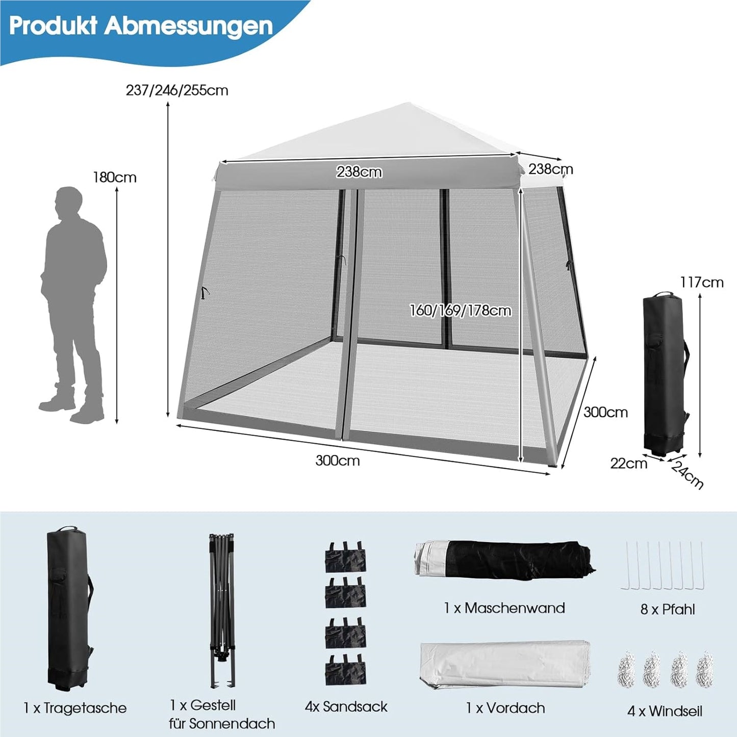 Partytent – Tuinpaviljoen – Vouwtent – Easy-up Tent – Feesttent – 3x3 Meter – Waterdicht Oxford Stof – UV Bescherming 50+