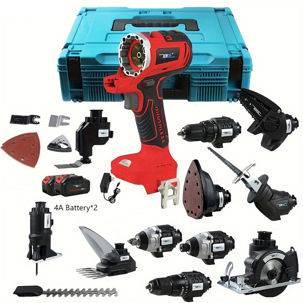 Accuboormachine – Schroefboormachine – Boormachine – Klopboormachine – Accuschroevendraaier – Borstelloze Motor – 2.0Ah Li-ion Accu – 12-Delige Set Met Koffer