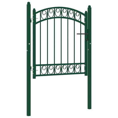Groene Metalen Tuinpoort – Tuinhek – Toegangspoort – Erfpoort – Opritpoort – Boogvormig Ontwerp – 100 x 100 cm – Weerbestendig Staal Met Slot
