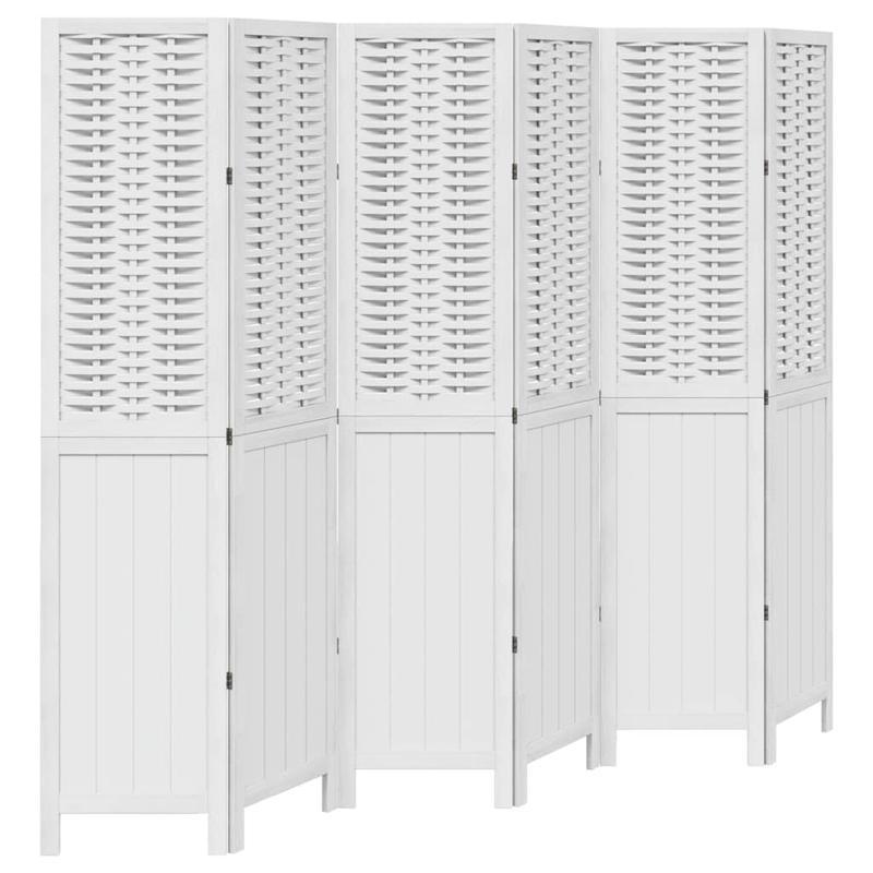 6-Panel Kamerscherm – Kamervuller – Ruimteverdeler – Vouwscherm – Scheidingswand – Wit Blanc – Lichtgewicht & Stevig – Eenvoudige Montage