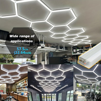 Hexagon LED Garageverlichting – Hexagon Lichtpaneel – Plafondlamp LED – Werkplaatsverlichting – Gymverlichting – Helder 6500K Daglicht – Eenvoudige Plafondmontage