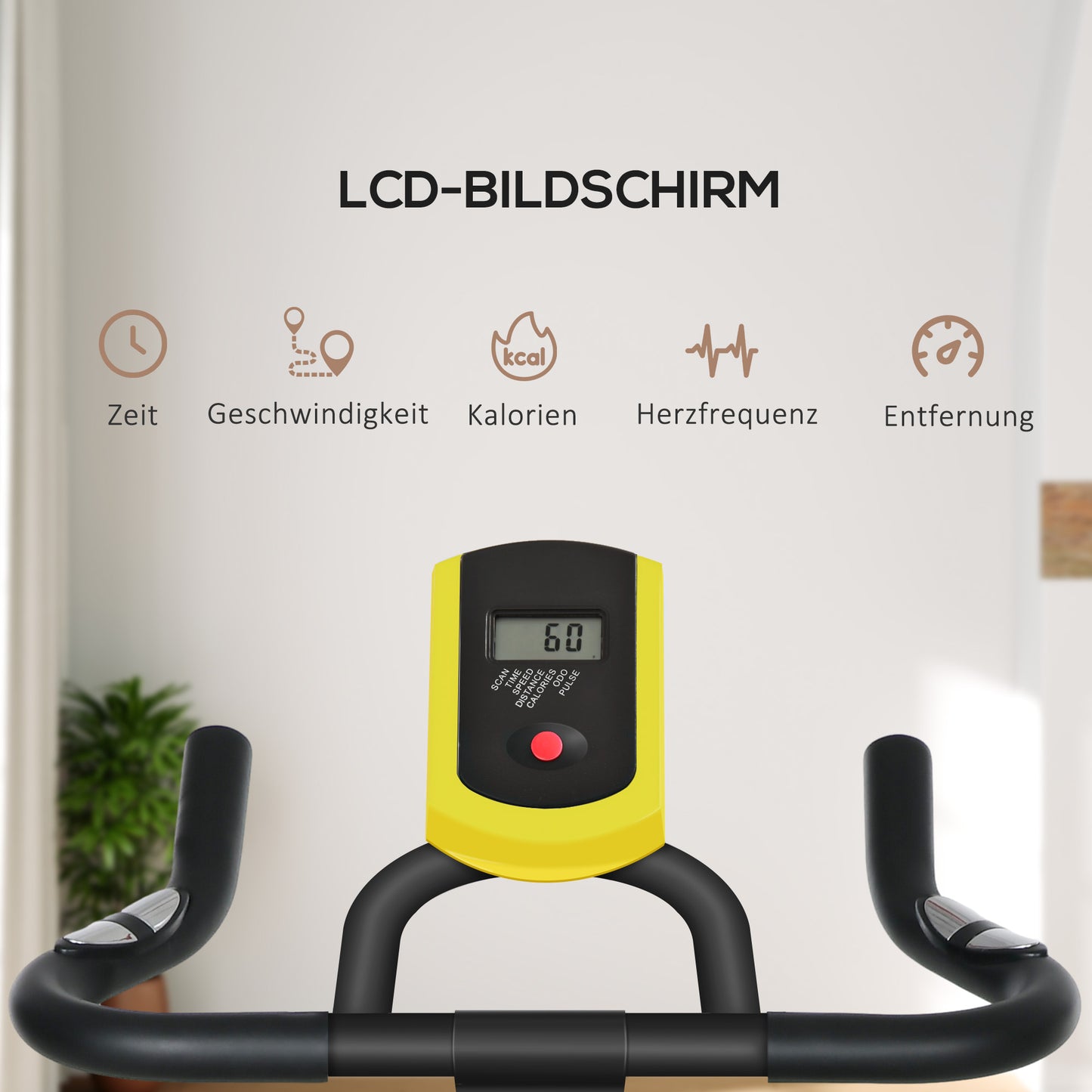 Hometrainer – Fitnessfiets – Trainingsfiets – Cardiofiets – Spinningfiets – Stil Werkend – Verstelbare Weerstand – Geïntegreerde Hartslagmeter – Geel