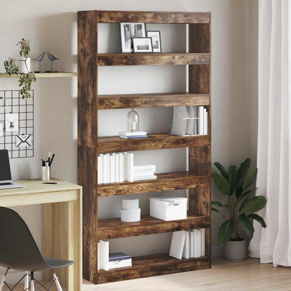 Wandplank – Boekenplank – Muurplank – Opbergplank – Displayplank – 6 Lagen – Smoked Oak Hout – Ruimtebesparend & Stevig