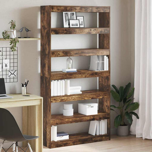 Wandplank – Boekenplank – Muurplank – Opbergplank – Displayplank – 6 Lagen – Smoked Oak Hout – Ruimtebesparend & Stevig