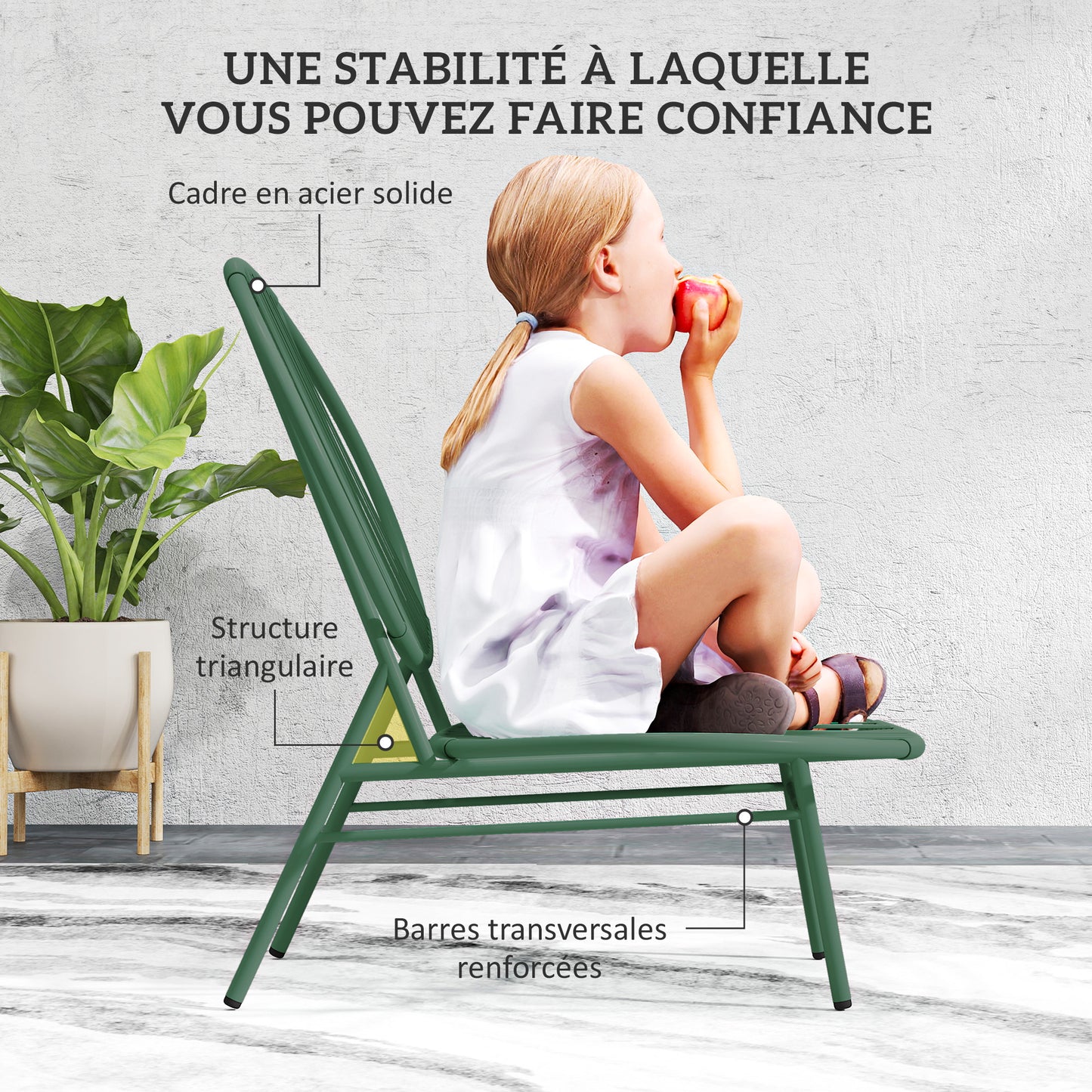Loungeset – Tuinset – Balkonmeubels – Bistro Set – Loungeset Buiten – 3-delig – Weerbestendig Staal – Compact Design