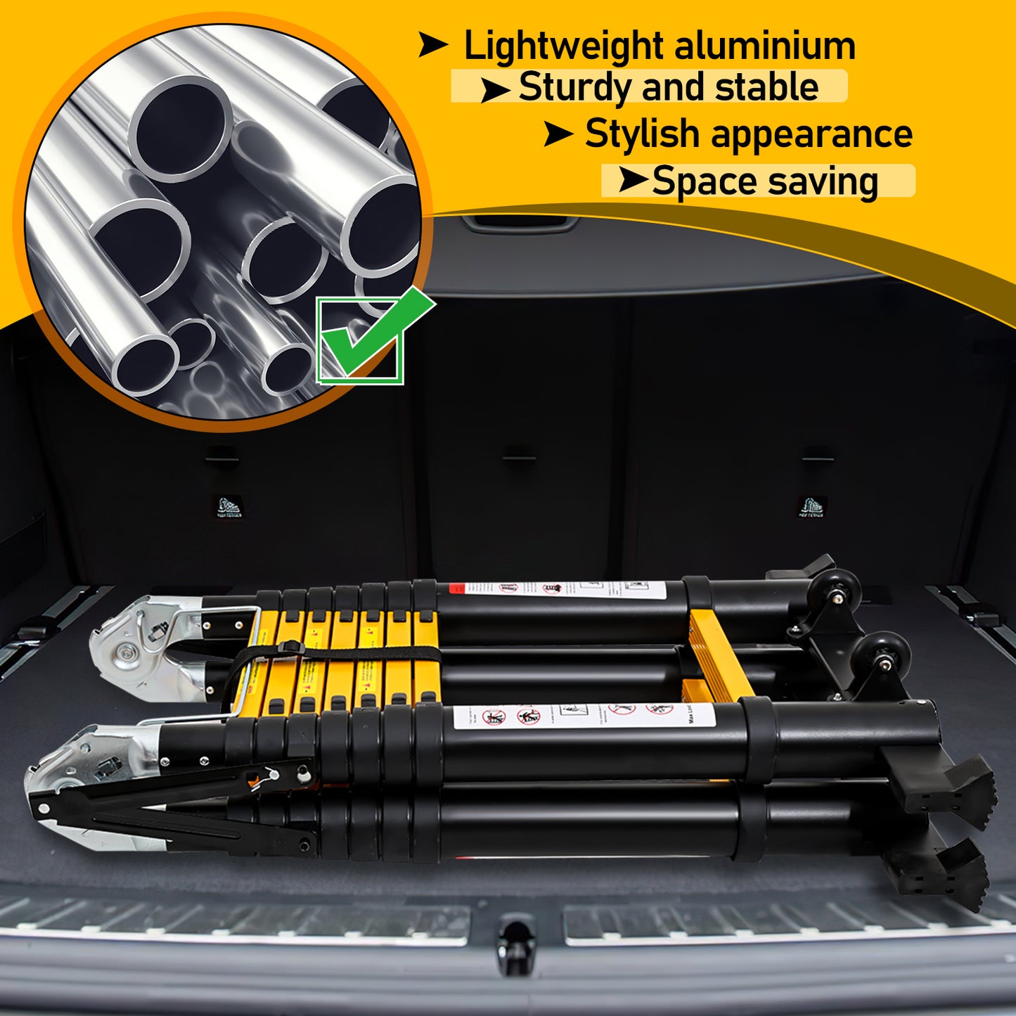 Telescopische Aluminium Ladder – Uitschuifladder – Opvouwbare Ladder – Doe-Het-Zelf Ladder – Werksteiger – Lichtgewicht Aluminium – Veilig Vergrendelingssysteem