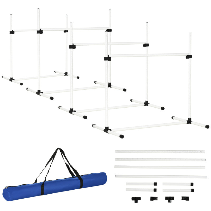 Agility Set Hond – Hondenhindernis – Training Set – Hondenparcours – Slalom Palen – Duurzaam Kunststof – 99x65x94 cm – Compleet Trainingspakket