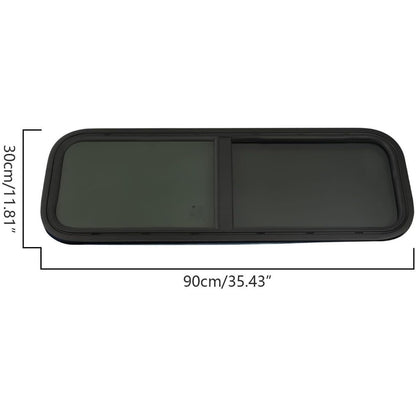 Caravanraam – Camperraam – Zijraam – Schuifraam – Venster – 900x300 mm – Getint Gehard Glas – Ingebouwd Muskietenscherm