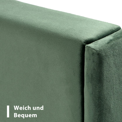 Gestoffeerd Tweepersoonsbed – Ledikant – Bedframe – Sofa Bed – Slaapsysteem – Donkergroen Fluweel – 140x200 cm – Met Lattenbodem – Gepolsterd Hoofdeinde
