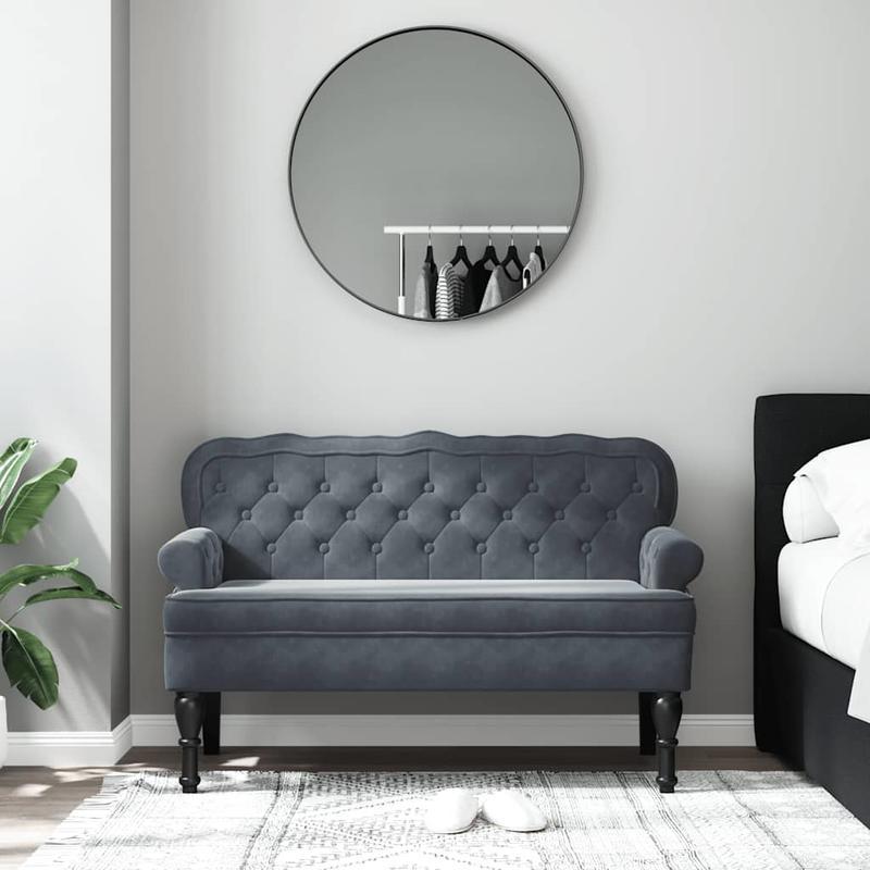 Leisure Chair – Fauteuil – Zitstoel – Lounge Chair – Tuinstoel – Donkergrijs Velvet – Robuust Hardhout – Comfortabel Groot Formaat 119,5x64,5x75 cm