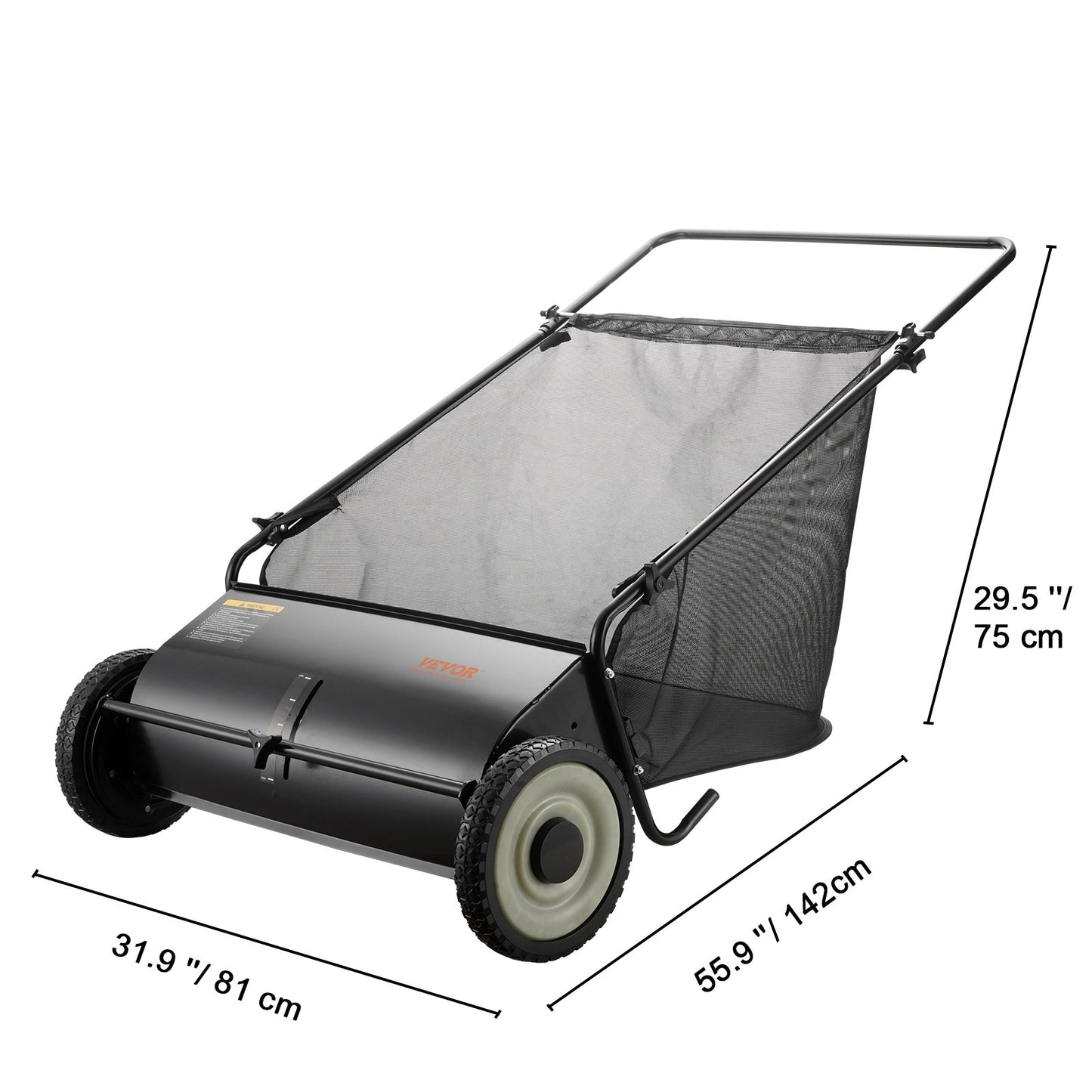 Bladveger – Tuinveger – Bladzuiger – Bladreiniger – Veegwagen – 66 cm Veegbreedte – Grote Opvangzak 190 L