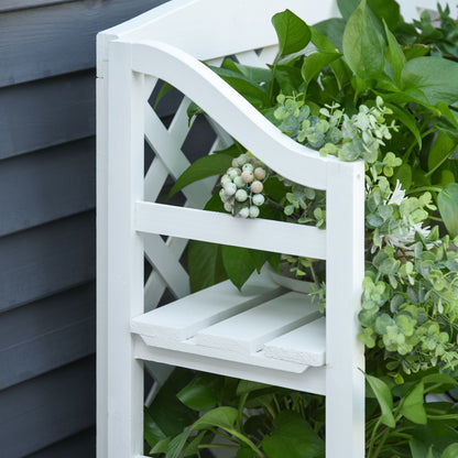 Plantenrek – Plantenstandaard – Bloemenrek – Plantentrap – Plantenetagère – Vouwbaar – 4 Verstelbare Planken – Voorgeolied Dennenhout – Met Latticeraad