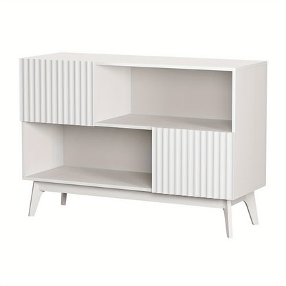 Industriële Sidetafel – Wandtafel – Console Tafel – Bijzettafel – Sofa Tafel – Wit – Soft-Close Deuren – Metalen Poten – Compact 100 cm – Kabeldoorvoer – Ruime Opbergruimte