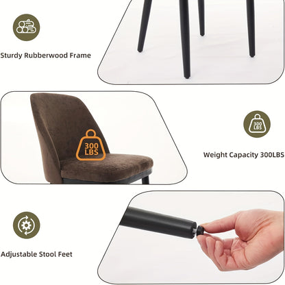 Gestoffeerde Eetkamerstoelen – Stoelen Set – Dining Stoelen – Keukenstoelen – Bistro Stoelen – Set Van 2 – Comfortabele Dikke Kussens – Stevige Houten Poten – Bruin