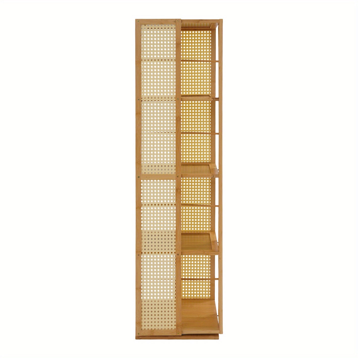 Boekenkast – Boekenrek – Opbergkast – Vakkenkast – Stellingkast – Draaibaar 360° – Duurzaam Moso Bamboe & Kunststof – Ruimtebesparend Verticaal Ontwerp – 123 cm Hoogte – 10 kg Draagvermogen per Plank