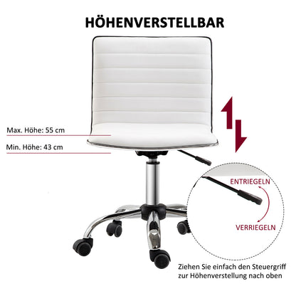 Hairdressing Chair, Salon Chair with Backrest, Height Adjustable, Steel PU, White, 48 x 52 x 78-90 cm