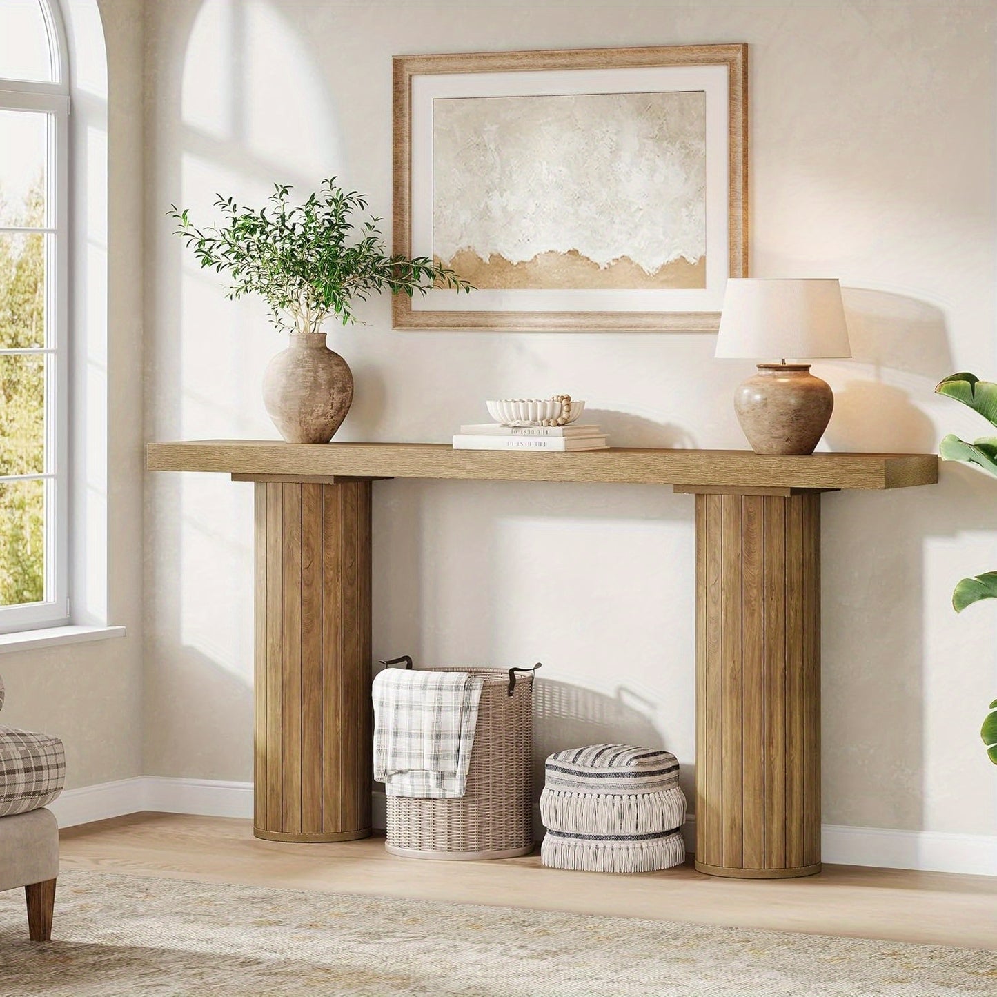 Console Tafel – Sofa Tafel – Haltafel – Smalle Tafel – Binnenkomsttafel – 160 cm Lang – Stevig Getinte Donkerbruine Afwerking