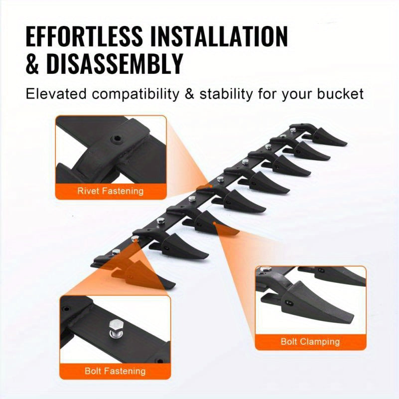 Grondverzetbak – Bak met Tanden – Schepbak – Laadschop – Grondbak – 167,64 cm Lang – 8 Tanden – Draagcapaciteit 2068 kg – Bolt-On Bevestiging – Duurzaam Staal – Beschermt Bucket