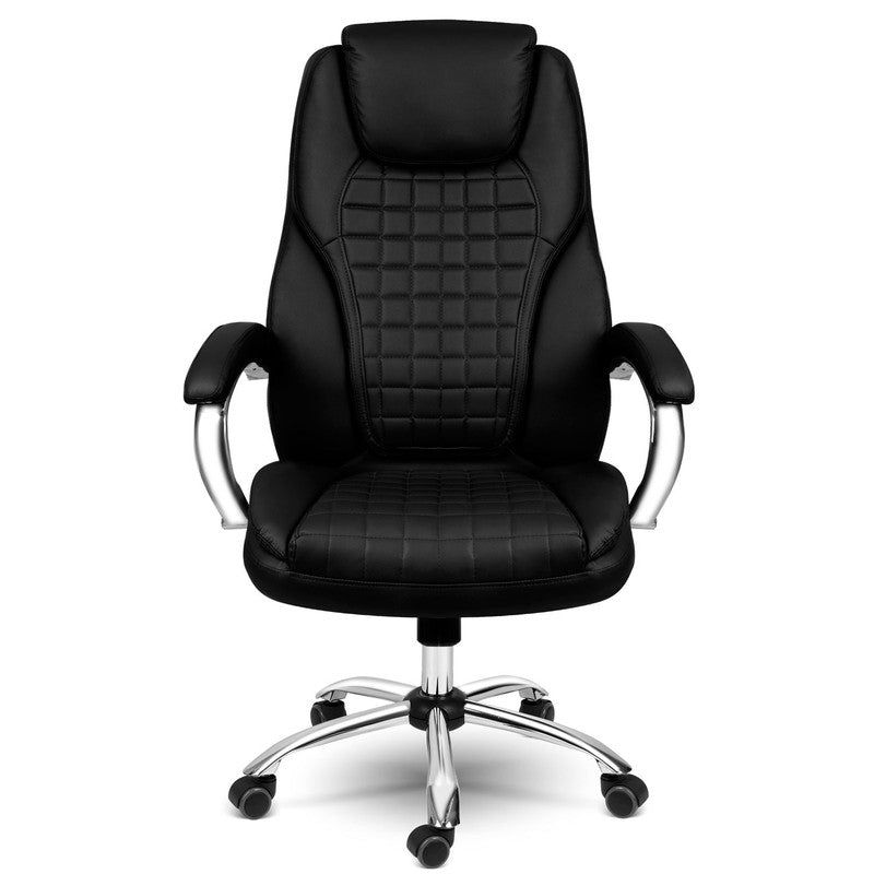 Bureaustoel – Kantoorstoel – Werkstoel – Stoel – Bureaustoel Ergonomisch – Verstelbare Zithoogte – Eco-lederen Rugleuning – SoftSwing Rocking Functie - Zwart