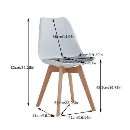 Eetkamerstoelen – Dining Stoelen – Keukenstoelen – Stoelen Zonder Armleuning – Witte Stoelen – Scandinavisch Design – Massief Beukenhouten Poten – Linnen Gestoffeerd